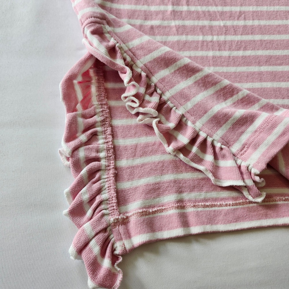 Boden Frilled Ruffle side split Long Sleeve Jersey Top Sweater Pink Striped sz 6 - Picture 4 of 6